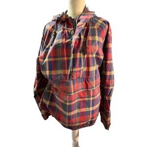 Gap Anorak Pullover Windbreaker Light Jacket Size Mens MEDIUM Plaid Red